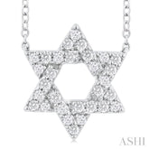 1/4 Ctw Star of David Round Cut Diamond Fashion Pendant With Chain in 14K White Gold